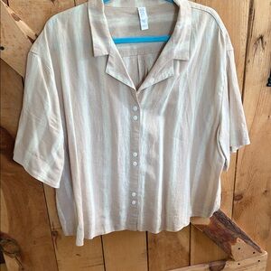 Stars Above Beige Striped Button-Down Shirt